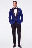 Dark Green 2 Piece Shawl Lapel Velvet Men's Suits with Sequins