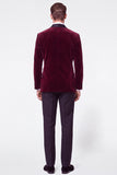 Burgundy 2 Piece Velvet Shawl Lapel Double Breasted Men's Prom Suits