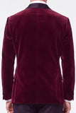 Burgundy 2 Piece Velvet Shawl Lapel Double Breasted Men's Prom Suits
