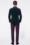 Burgundy 2 Piece Velvet Shawl Lapel Double Breasted Men's Prom Suits