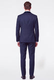 3 Piece Dark Blue Single Breasted Shawl Lapel Men's Prom Suits