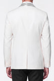White 2 Piece Double Breasted Shawl Lapel Men's Prom Suits with Sequins