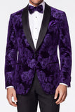 Black Golden 2 Piece Peak Lapel Jacquard Single Breasted Men's Prom Suits