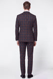 Green Grid 2 Piece Peak Lapel Double Breasted Men's Prom Suits