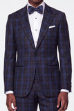 Blue Grid Notch Lapel Single Breasted Men's Prom Suits