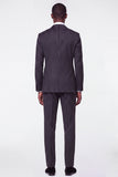Black Grey 2 Piece Peak Lapel Pinstripe Single Breasted Men's Prom Suits
