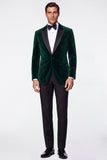 Burgundy 2 Piece Velvet Peak Lapel Single Breasted Men's Prom Suits