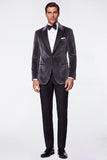 Burgundy 2 Piece Velvet Peak Lapel Single Breasted Men's Prom Suits