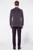 Burgundy 2 Piece Peak Lapel Single Breasted Velvet Men's Prom Suits