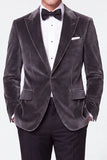 Burgundy 2 Piece Peak Lapel Single Breasted Velvet Men's Prom Suits