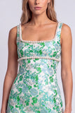 Light Blue Floral Pearls Square Neck Bodycon Mini Homecoming Dress with Slit