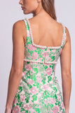 Light Blue Floral Pearls Square Neck Bodycon Mini Homecoming Dress with Slit