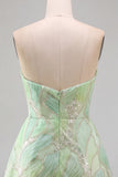 Mint Green Sequins A-Line Sequin Strapless Short Cocktail Dress