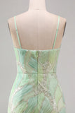 Mint Green Sequins V-Neck Short Bodycon Homecoming Dress with Slit