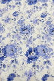Blue Round Neck Floral Printed A-Line Short Homecoming Dress