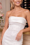 Pink Strapless Bodycon Sequins Short Cocktail Dress