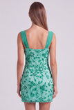 Sky Blue Beaded Ruched Floral Bodycon Short Homecoming Dress with Sequins