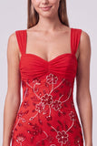 Sky Blue Beaded Ruched Floral Bodycon Short Homecoming Dress with Sequins