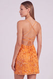 Pink Floral Bodycon Sequins Beaded Short Cocktail Dress with Lace Up Back