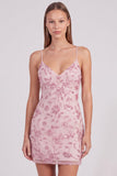 Pink Floral Bodycon Sequins Beaded Short Cocktail Dress with Lace Up Back