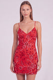 Pink Floral Bodycon Sequins Beaded Short Cocktail Dress with Lace Up Back