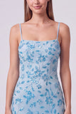 Fuchsia Spaghetti Straps Floral Bodycon Beaded Short Homecoming Dress