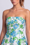 Floral Light Blue Printed A-Line Strapless Short Homecoming Dress