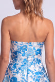 Floral Light Blue Printed A-Line Strapless Short Homecoming Dress