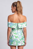 Green Strapless Floral Jacquard Bodycon Short Cocktail Dress