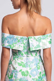 Green Strapless Floral Jacquard Bodycon Short Cocktail Dress