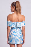 Green Strapless Floral Jacquard Bodycon Short Cocktail Dress