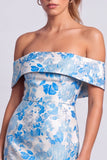 Green Strapless Floral Jacquard Bodycon Short Cocktail Dress