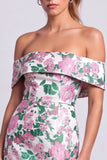 Green Strapless Floral Jacquard Bodycon Short Cocktail Dress