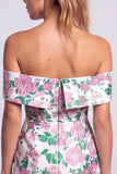 Green Strapless Floral Jacquard Bodycon Short Cocktail Dress