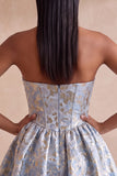 Light Blue Corset Sweetheart Short Cocktail Dress with Rhinestone
