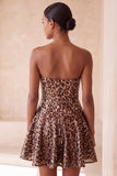 Glam Leopard Sequin Strapless Fit & Flare Short Cocktail Dress