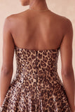 Glam Leopard Sequin Strapless Fit & Flare Short Cocktail Dress