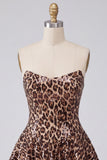 Glam Leopard Sequin Strapless Fit & Flare Short Cocktail Dress