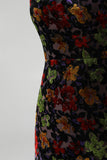 Black Bodycon Strapless Floral Print Mini Cocktail Dress with Fringes