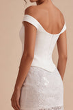 Off The Shoulder Floral Lace Bodycon Mini Little White Dress