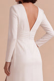 White V-Neck Ruched A-Line Long Engagement Dress with Slit