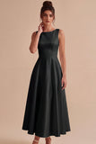 White A-Line Bateau Sleeveless Long Engagement Dress