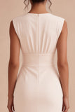 White Ruched Sheath V-Neck Long Engagement Dress with Back Slit