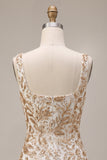 Champagne Sheath Square Neck Appliqued Short Homecoming Dress