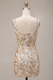 Champagne Sheath Square Neck Appliqued Short Homecoming Dress