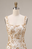 Champagne Sheath Square Neck Appliqued Short Homecoming Dress