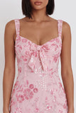 Sparkly Pink Sequins Corset Thick Straps Short Cocktail Dress with Bow