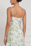 Light Blue A-Line Sweetheart Floral Long Bridesmaid Dress with Slit