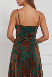 Brown Burnout Velvet A-Line Cowl Neck Long Bridesmaid Dress