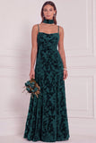 Brown Burnout Velvet A-Line Cowl Neck Long Bridesmaid Dress